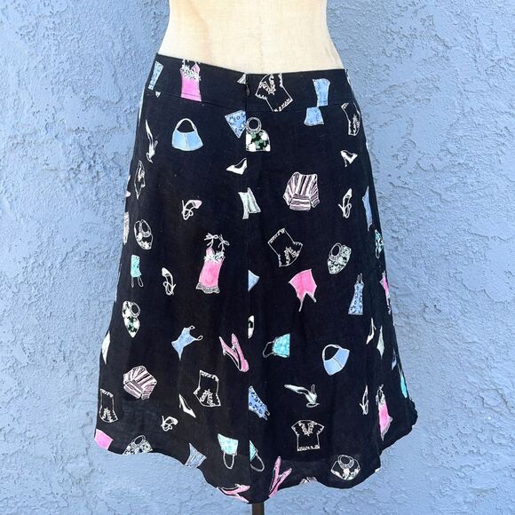 Vintage Liz Claiborne Linen Skirt Quirky fashion print size 8 y2k 90s - Picture 6 of 12